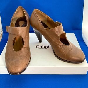 Chloe Chloé Horn cone Heels Mary Jane Booties 35.5